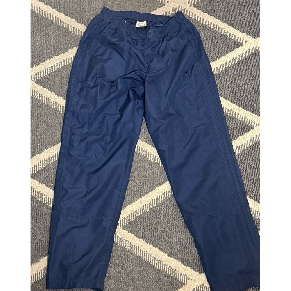 Vintage Adidas Trackpants Navy Blue Mens M Baggy Training Pants Y2K Stylish Mesh